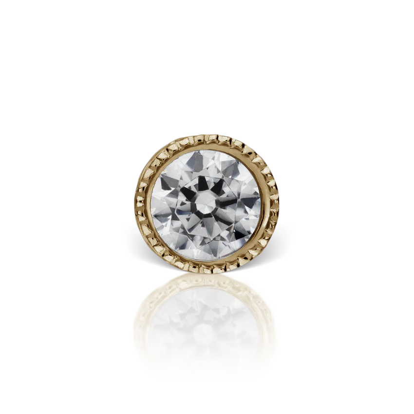 Cubic Zirconia Engraved Cup Threaded Stud Earring With Titanium Backing - Image 9