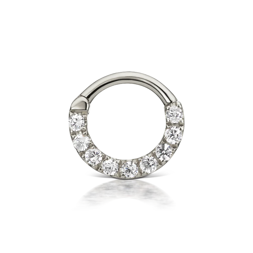 Cubic Zirconia Horizontal Eternity Hoop Earring - Image 4