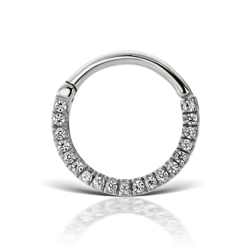 Cubic Zirconia Horizontal Eternity Hoop Earring - Image 9