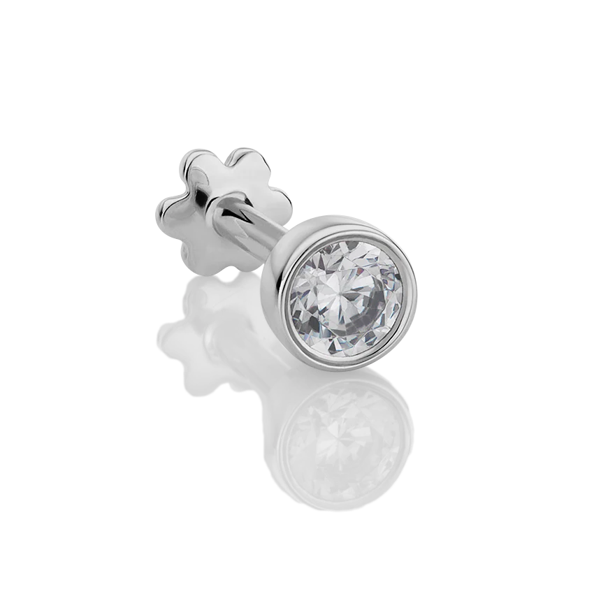 Cubic Zirconia Threaded Stud Earring With Titanium Backing