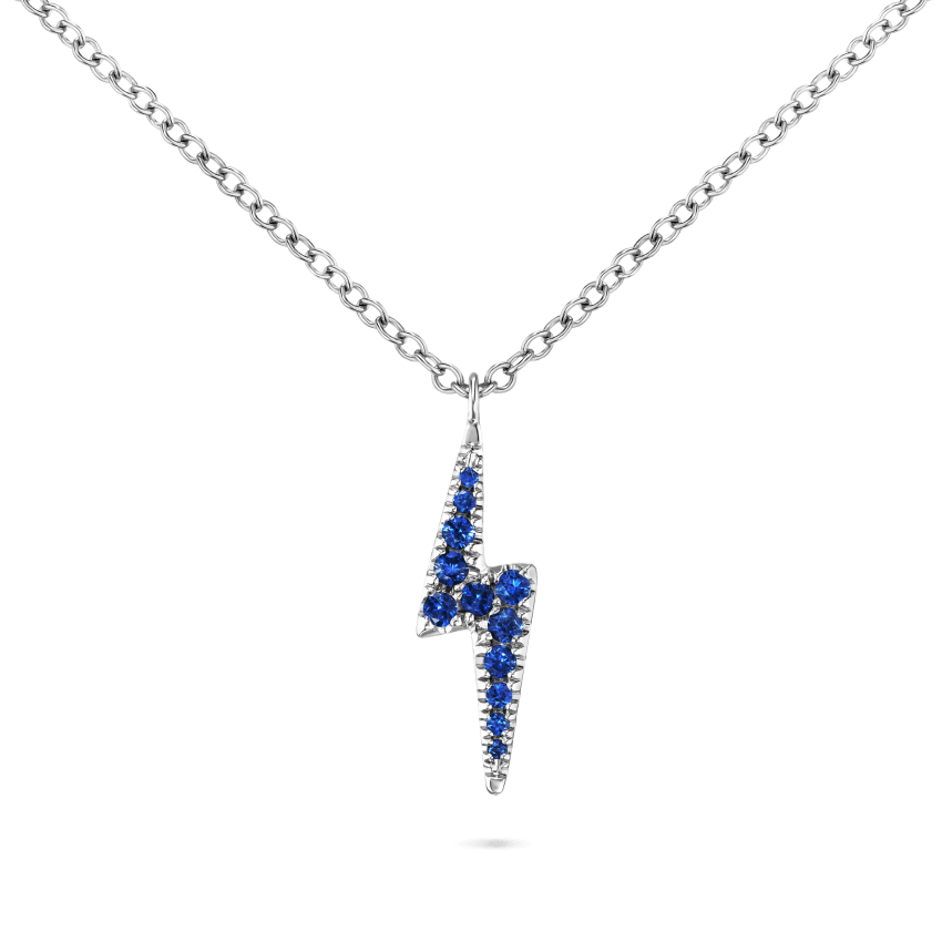 Diamond and Sapphire Lightning Bolt Necklace - Image 3