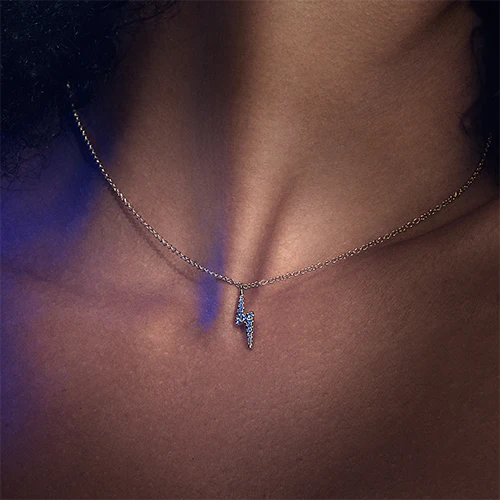 Diamond and Sapphire Lightning Bolt Necklace - Image 4
