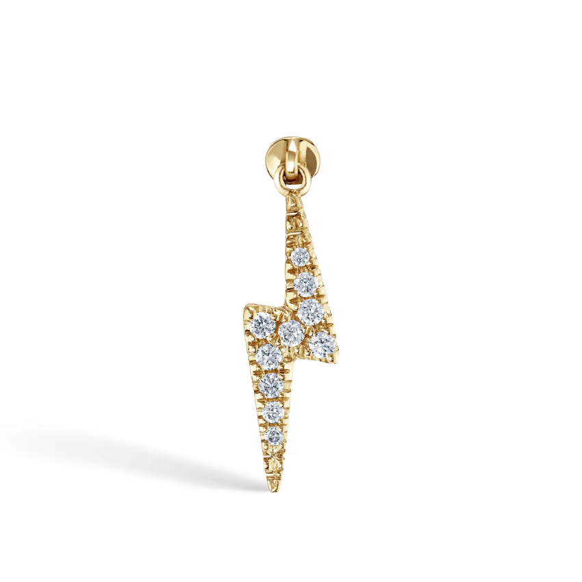 Diamond and Sapphire Lightning Bolt Threaded Charm Earring - Image 14