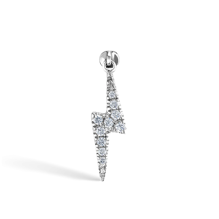 Diamond and Sapphire Lightning Bolt Threaded Charm Earring - Image 5