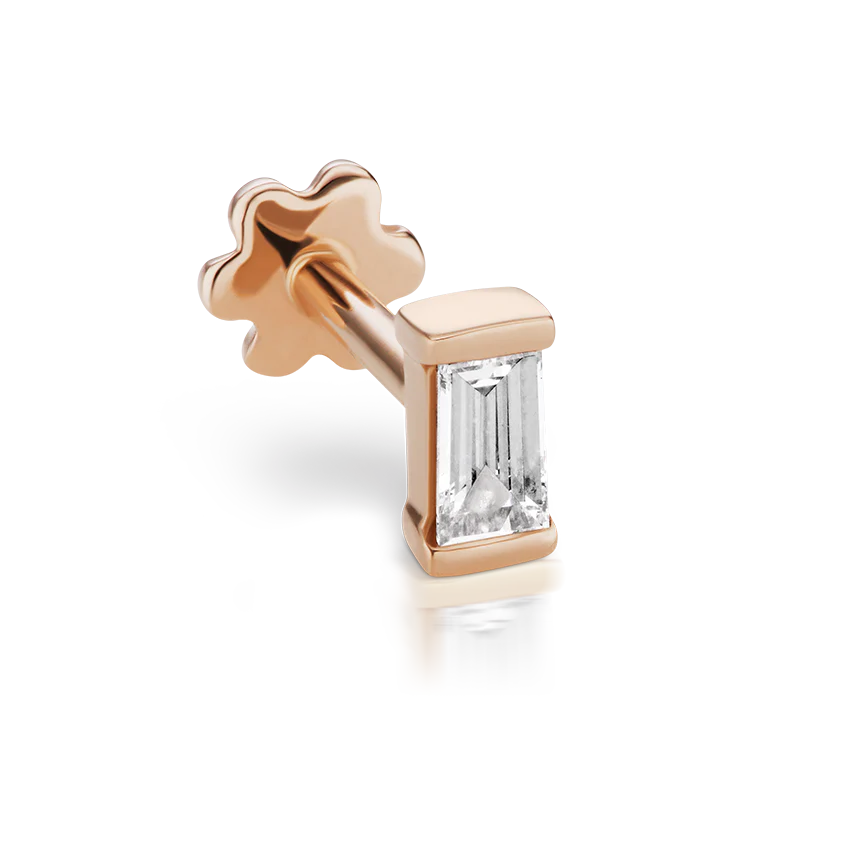 Diamond Baguette Threaded Stud Earring - Image 12
