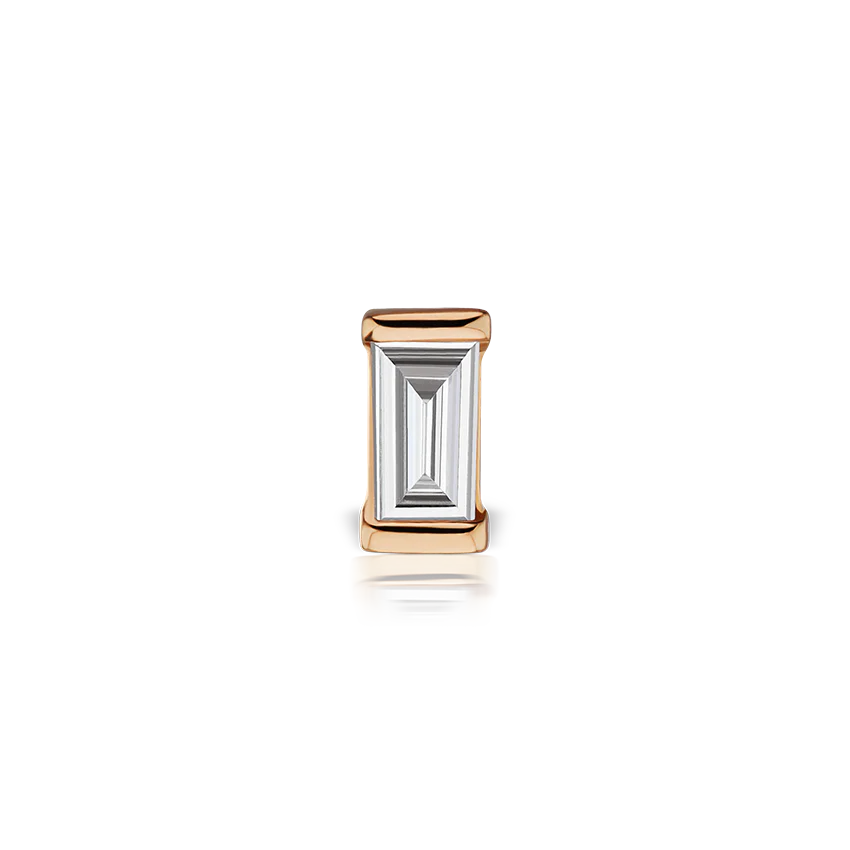Diamond Baguette Threaded Stud Earring With Titanium Backing - Image 13