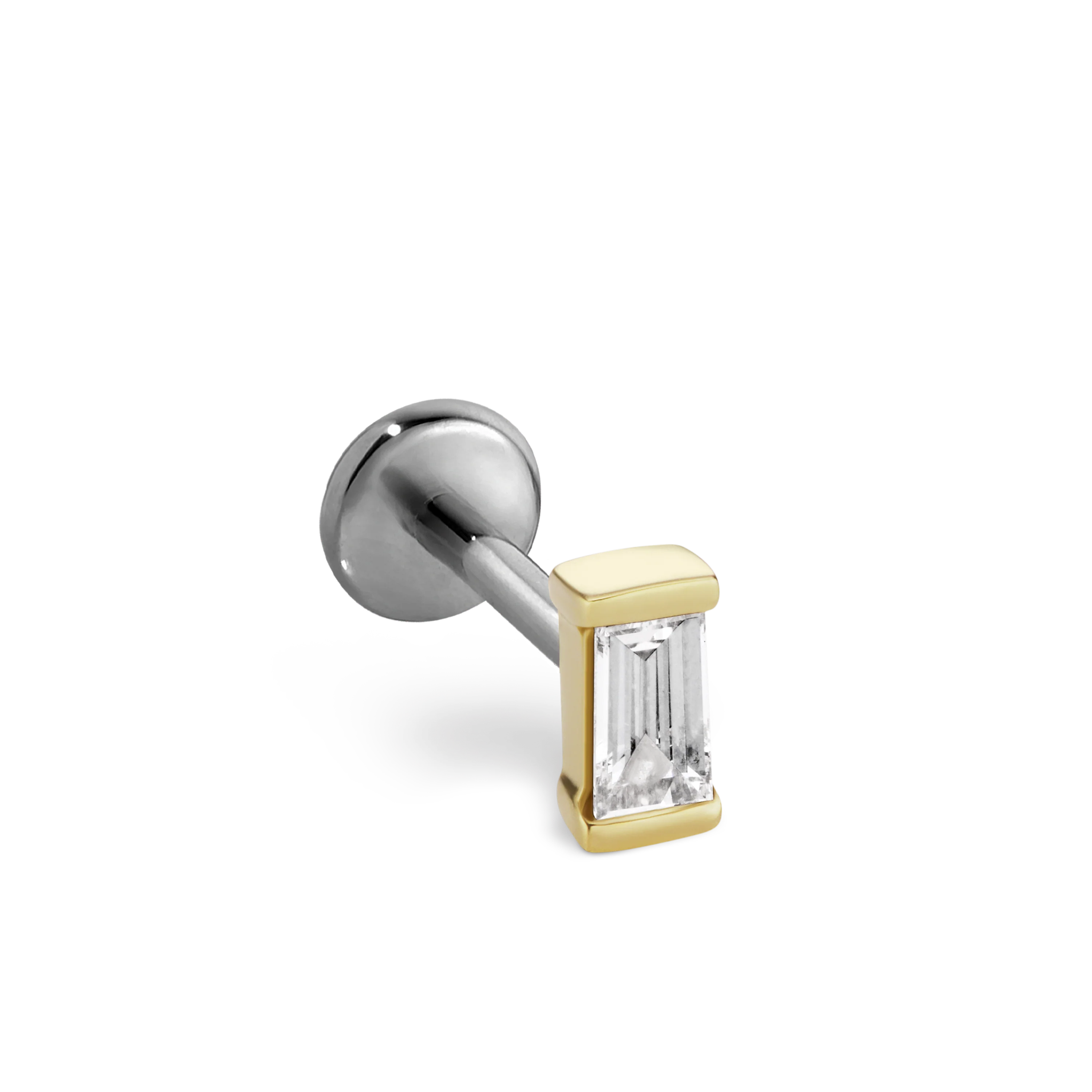 Diamond Baguette Threaded Stud Earring With Titanium Backing - Image 17