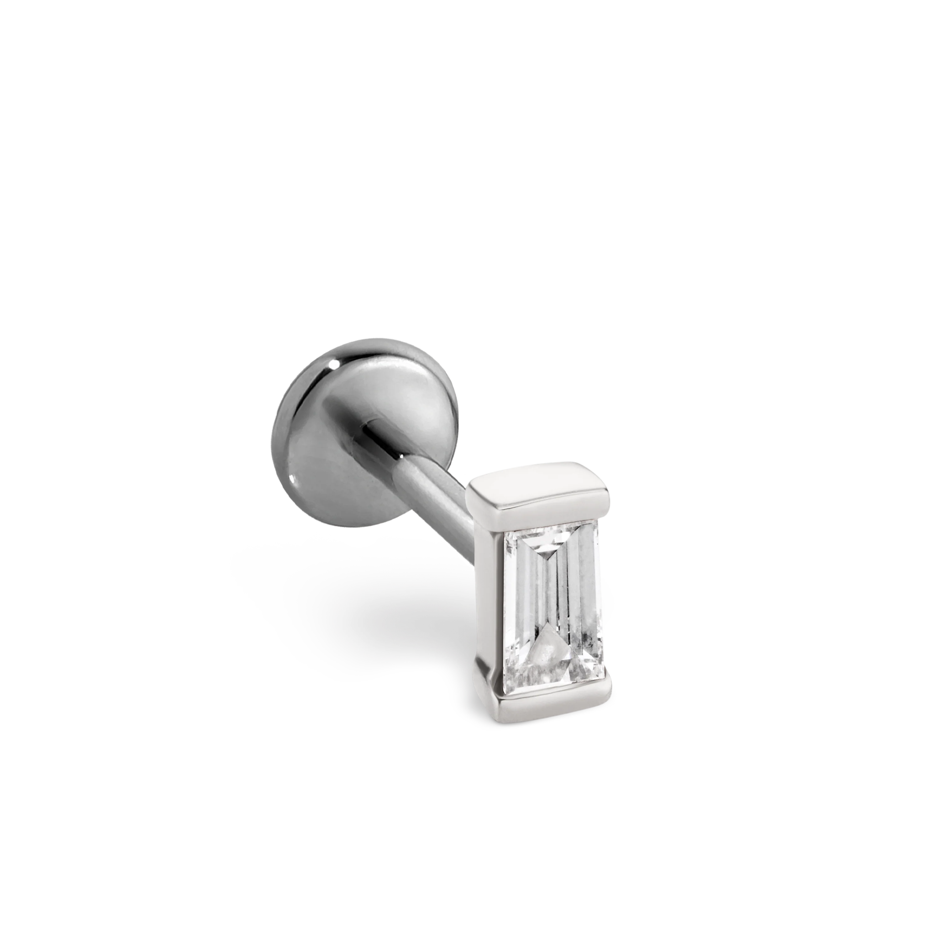 Diamond Baguette Threaded Stud Earring With Titanium Backing - Image 18