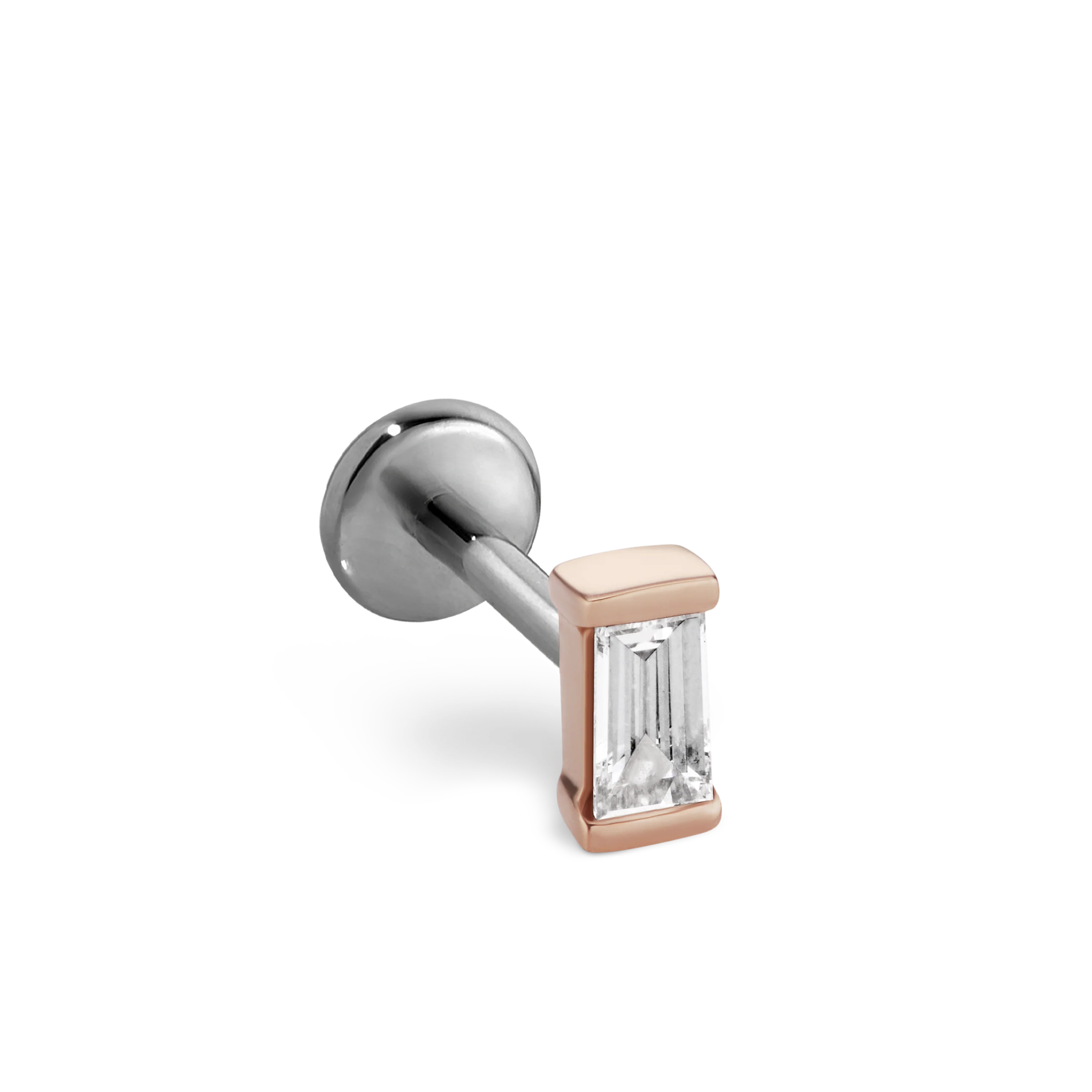 Diamond Baguette Threaded Stud Earring With Titanium Backing - Image 19