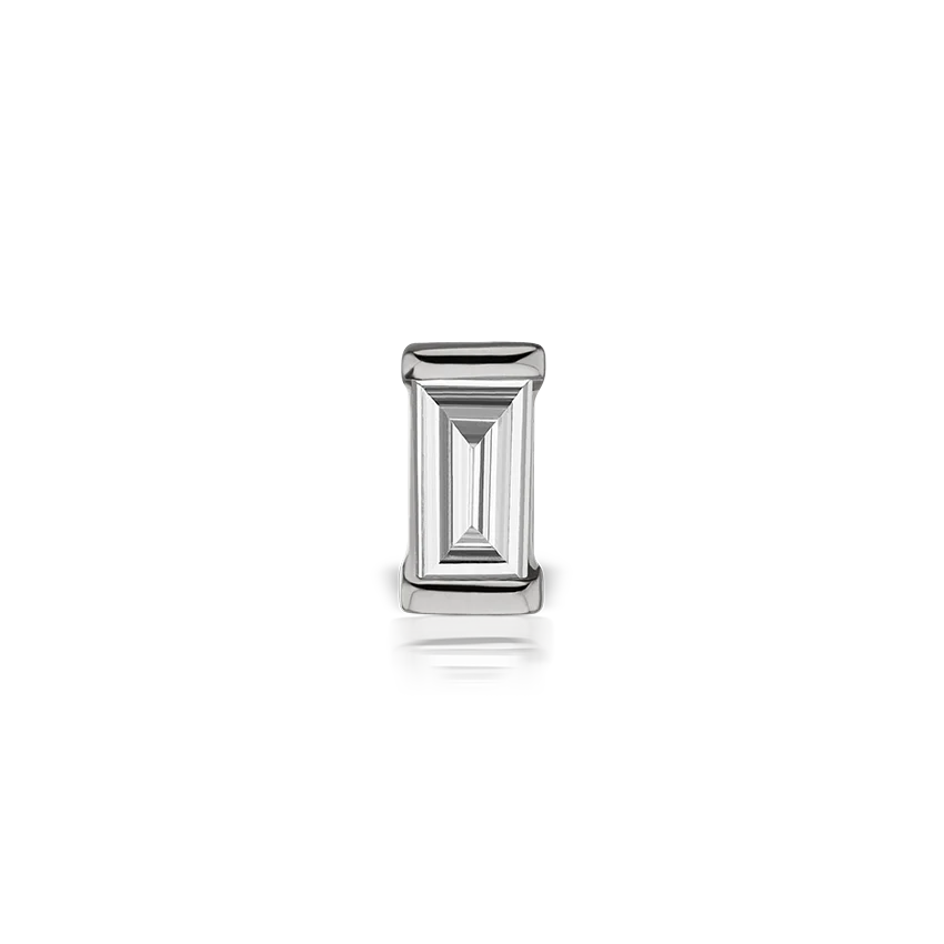 Diamond Baguette Threaded Stud Earring With Titanium Backing - Image 3