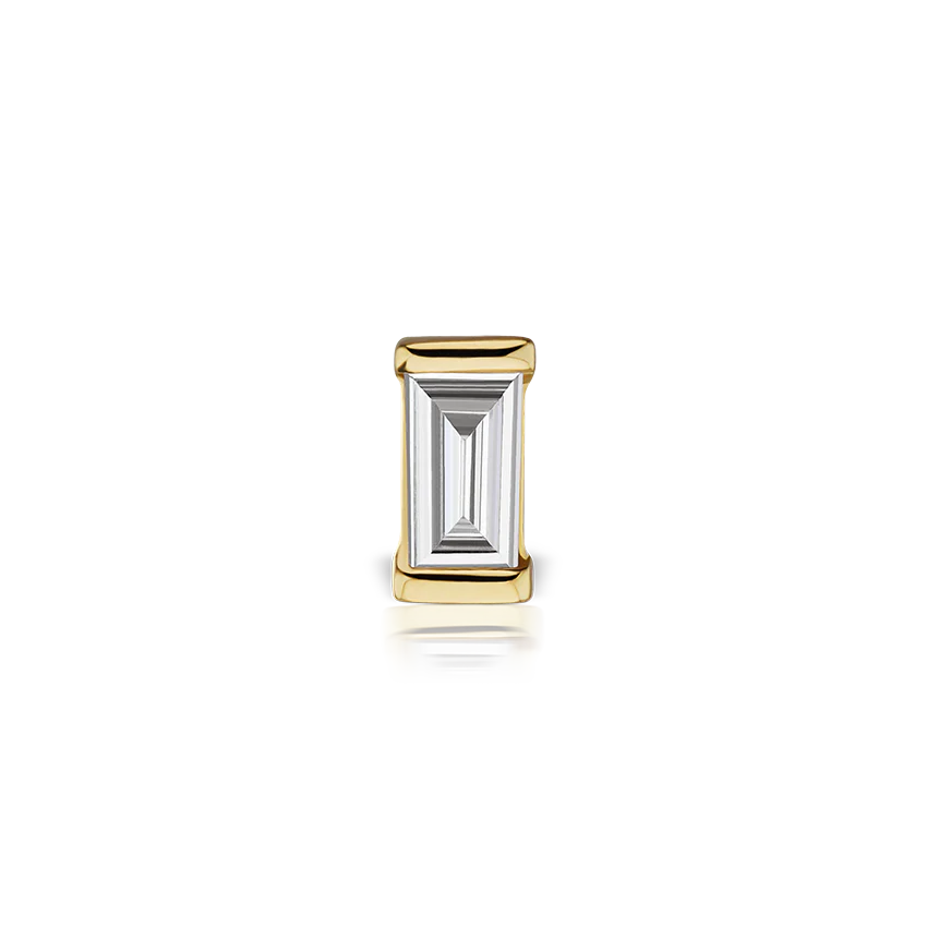 Diamond Baguette Threaded Stud Earring With Titanium Backing - Image 8