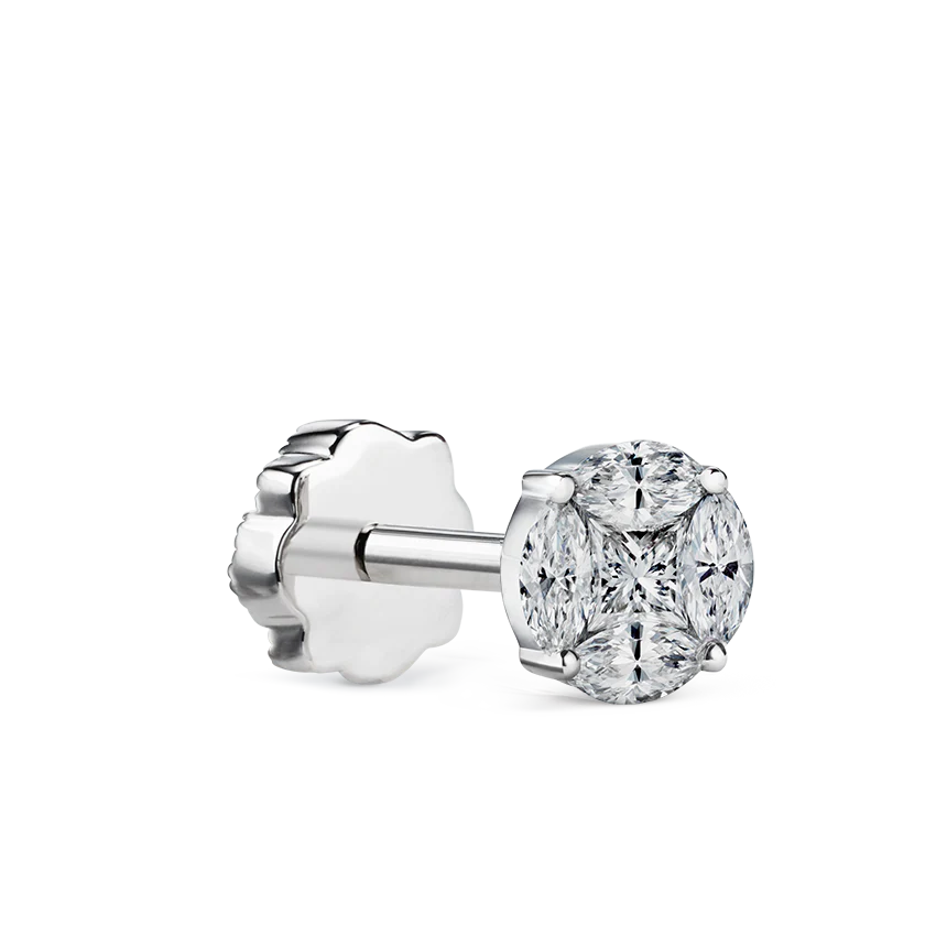 Diamond Cluster Threaded Stud Earring