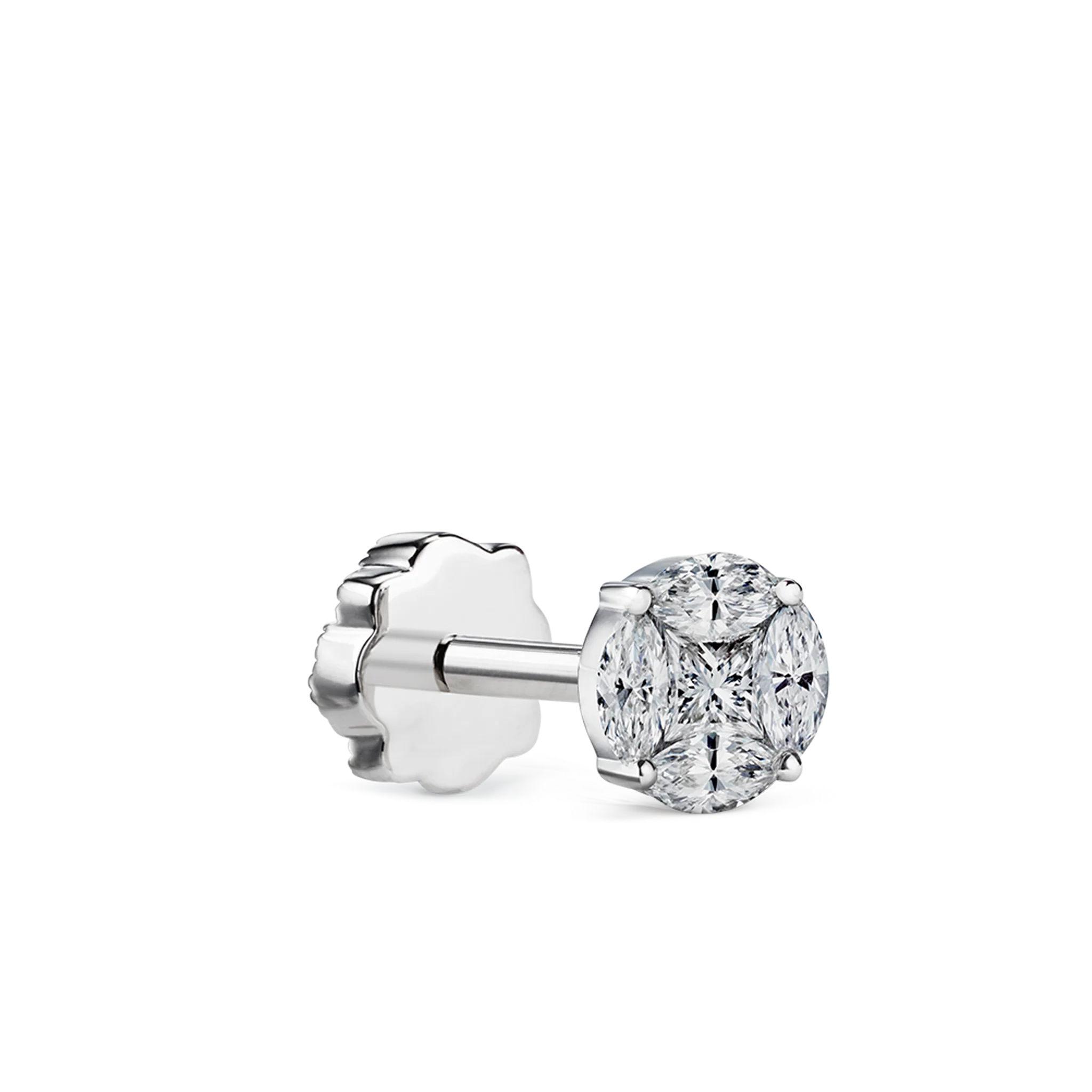 Diamond Cluster Threaded Stud Earring - Image 10