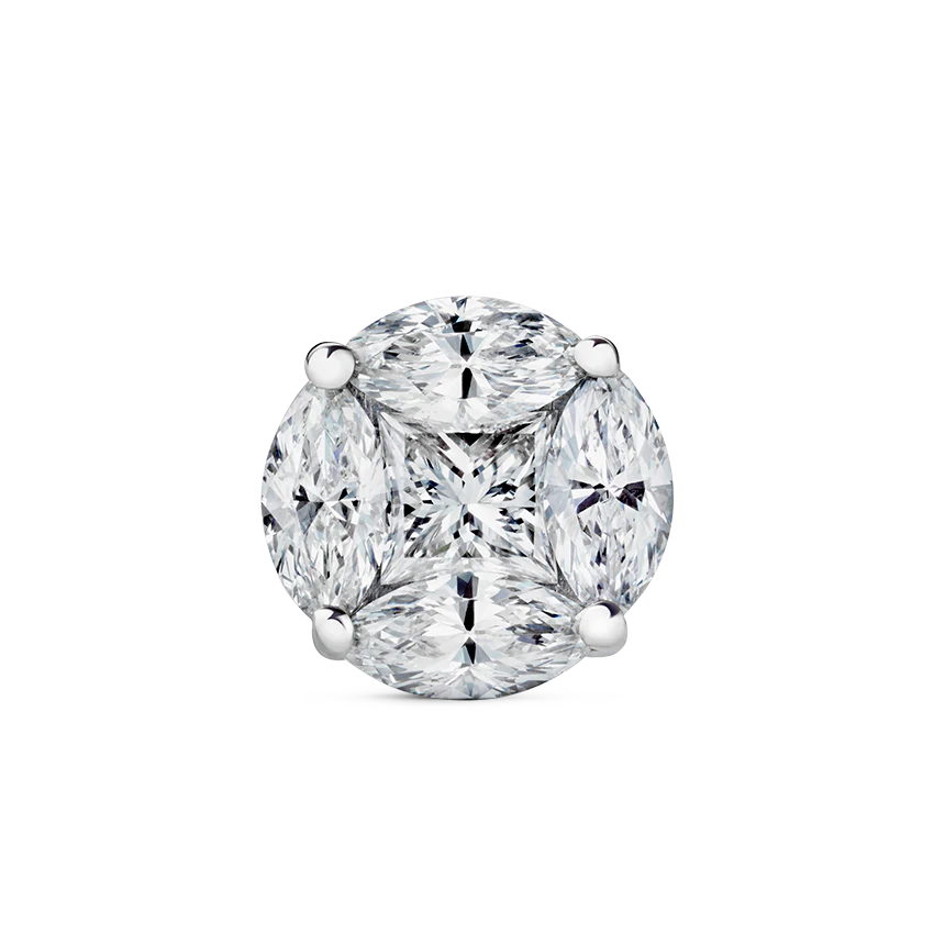 Diamond Cluster Threaded Stud Earring - Image 8