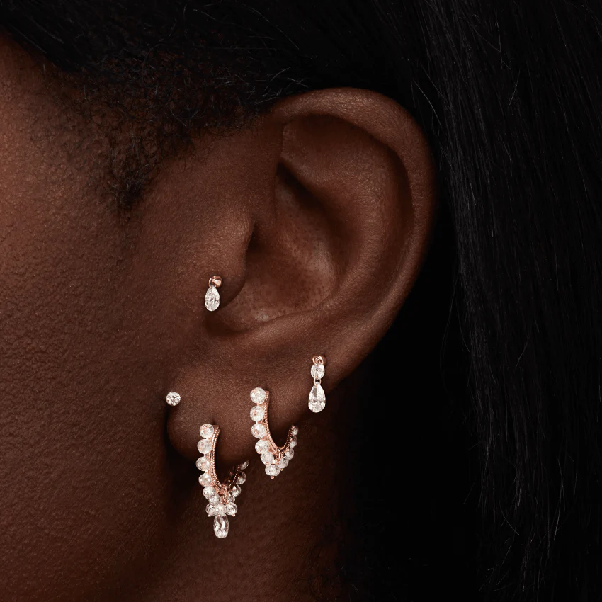 Diamond Coronet with Briolette Hoop Earring - Image 11