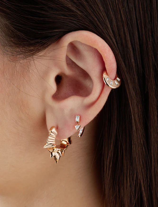 Diamond Crescent Reversible Hoop Earring - Image 23