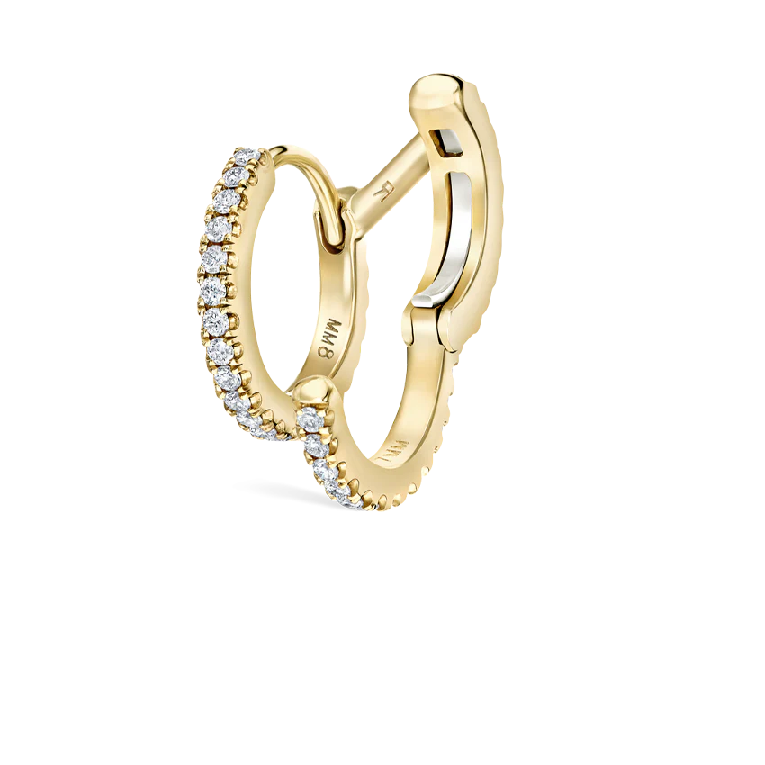 Diamond Double Linked Eternity Hoop Earring and Cuff - Image 14