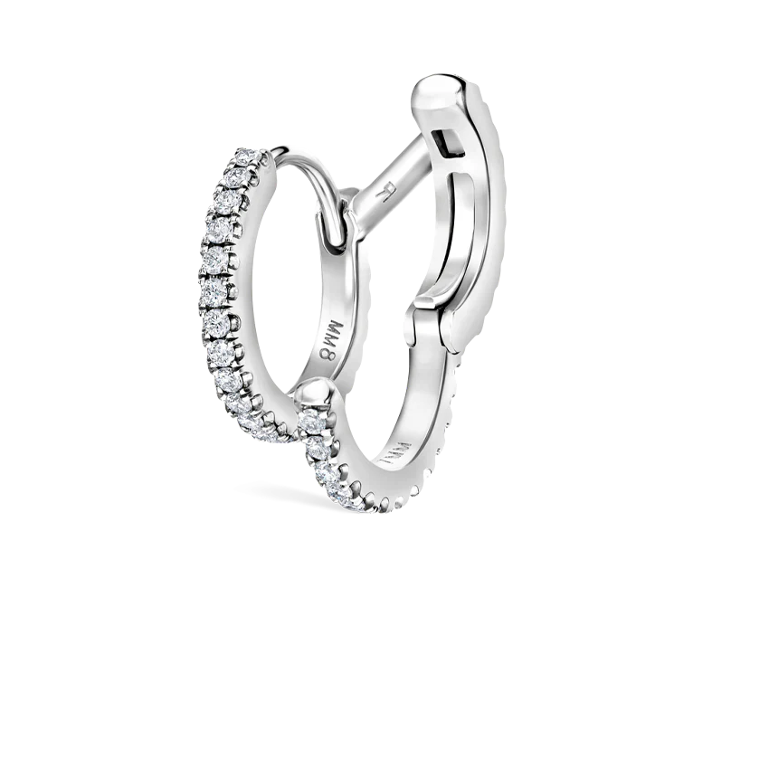 Diamond Double Linked Eternity Hoop Earring and Cuff - Image 4