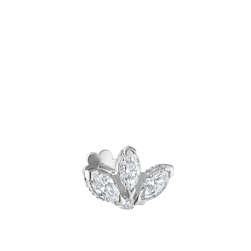 Diamond Engraved Lotus Threaded Stud Earring - Image 2