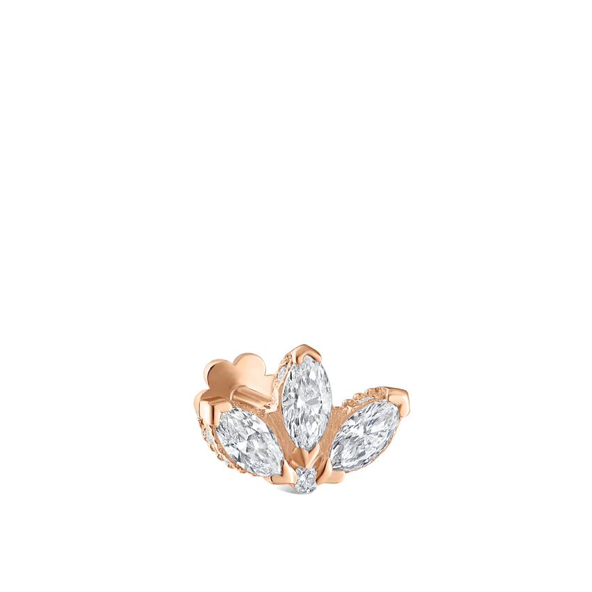 Diamond Engraved Lotus Threaded Stud Earring - Image 49