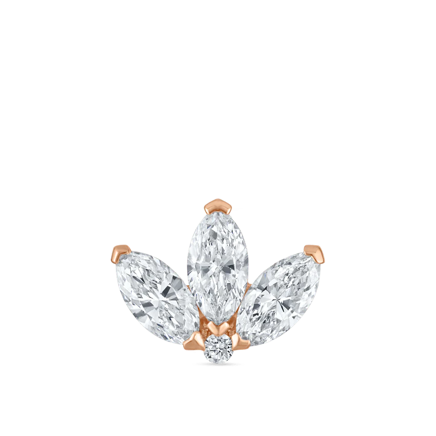 Diamond Engraved Lotus Threaded Stud Earring - Image 71