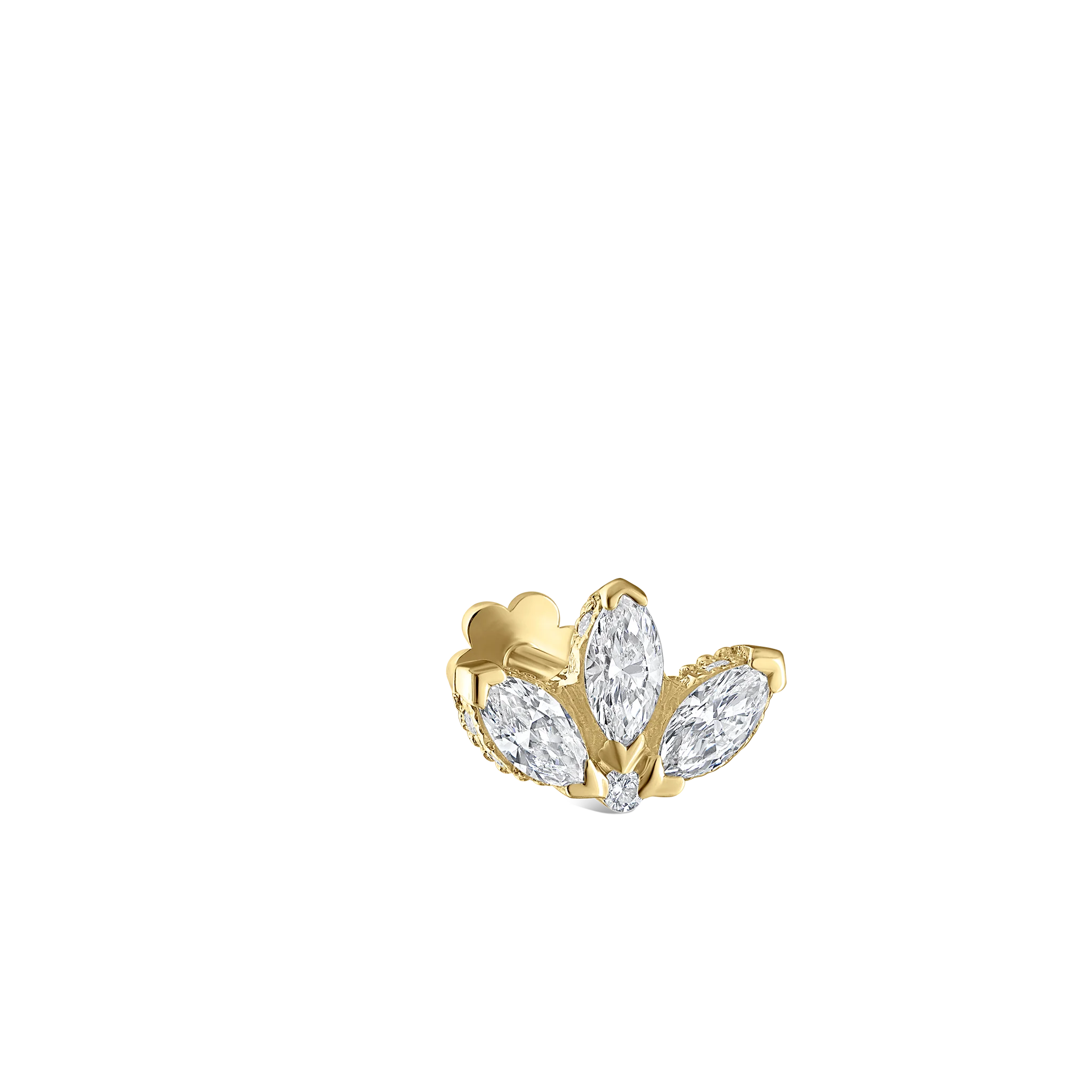 Diamond Engraved Lotus Threaded Stud Earring - Image 74