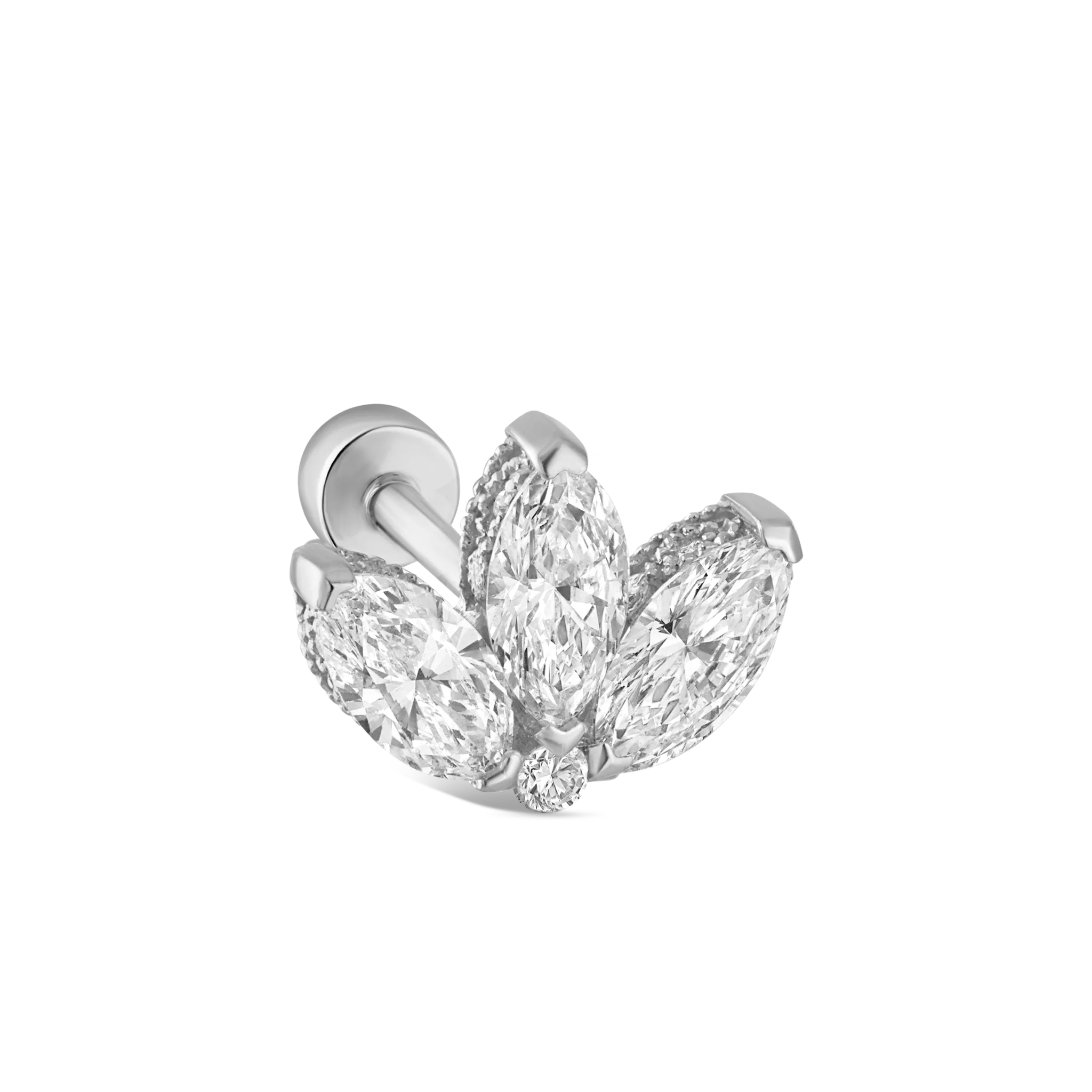 Diamond Engraved Lotus Threaded Stud Earring - Image 79