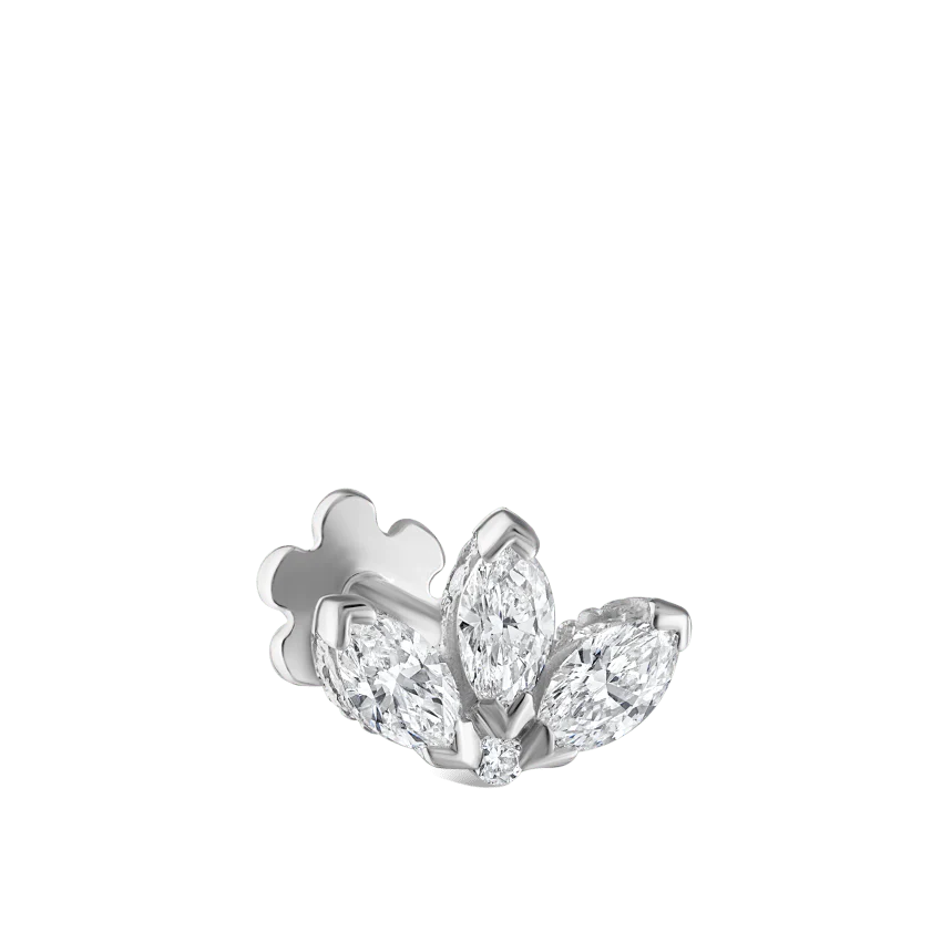 Diamond Engraved Lotus Threaded Stud Earring With Titanium Backing