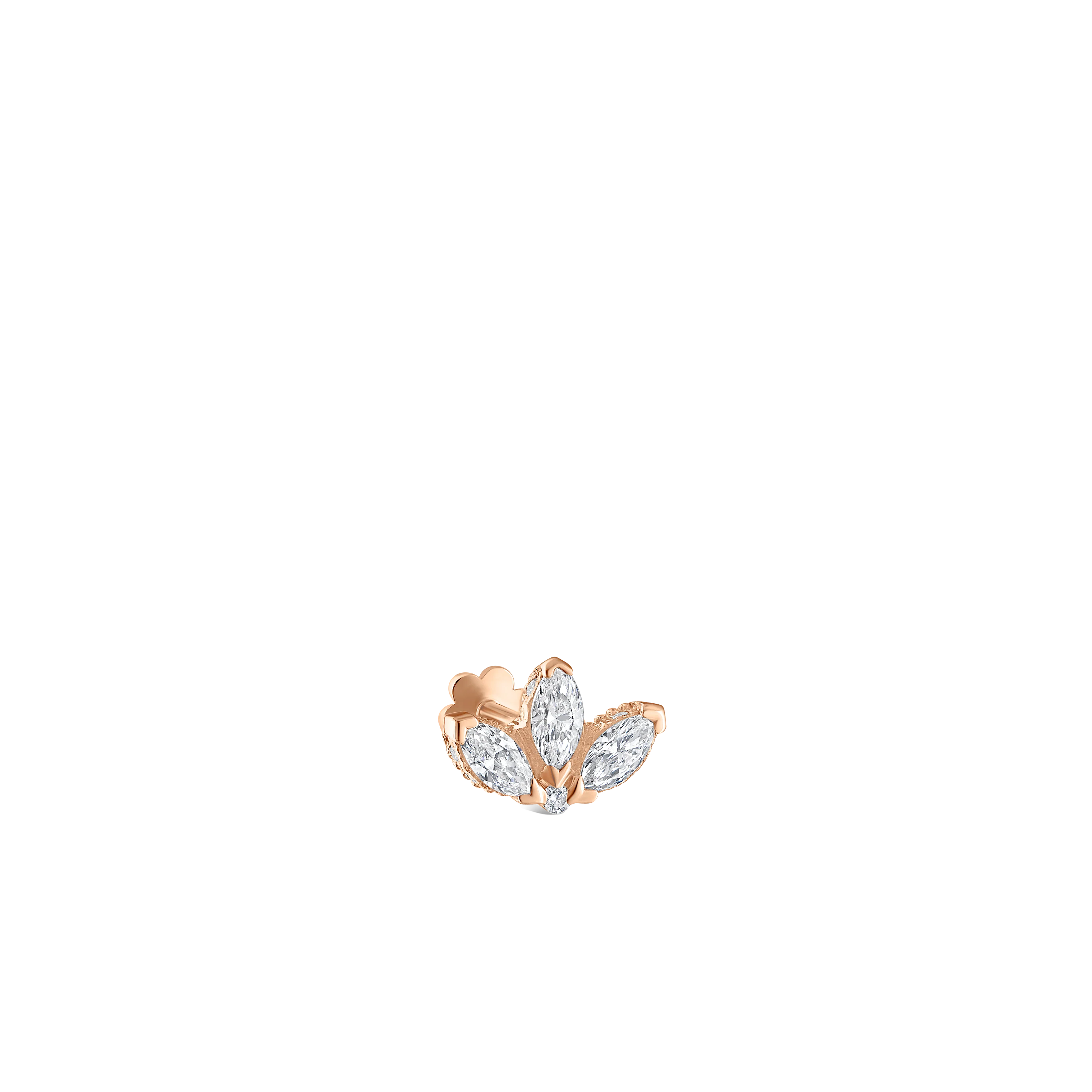 Diamond Engraved Lotus Threaded Stud Earring With Titanium Backing - Image 80