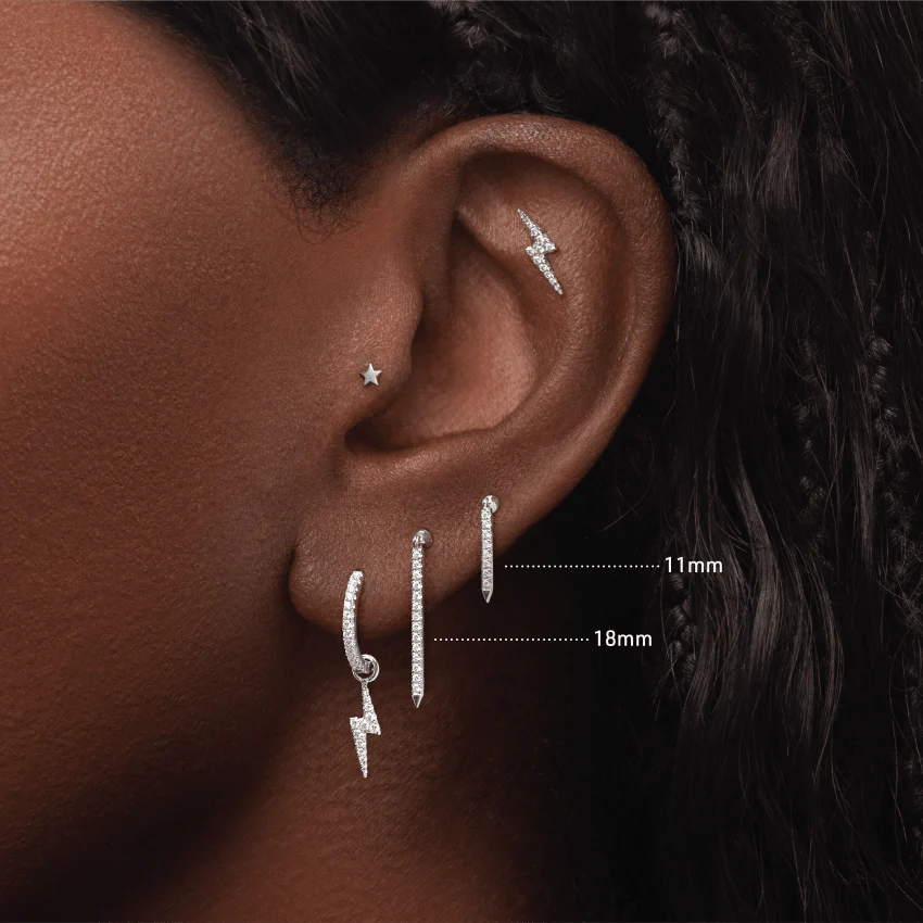 Diamond Eternity Bar Charm Stud Earring - Image 8
