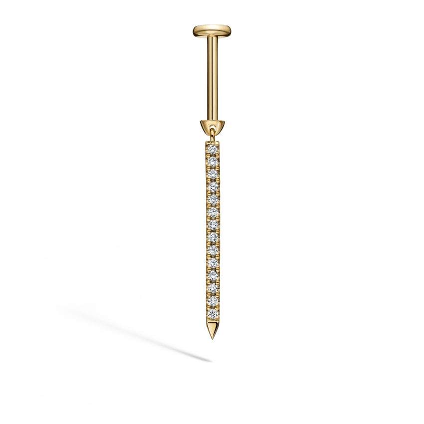 Diamond Eternity Bar Charm Threaded Stud Earring - Image 30