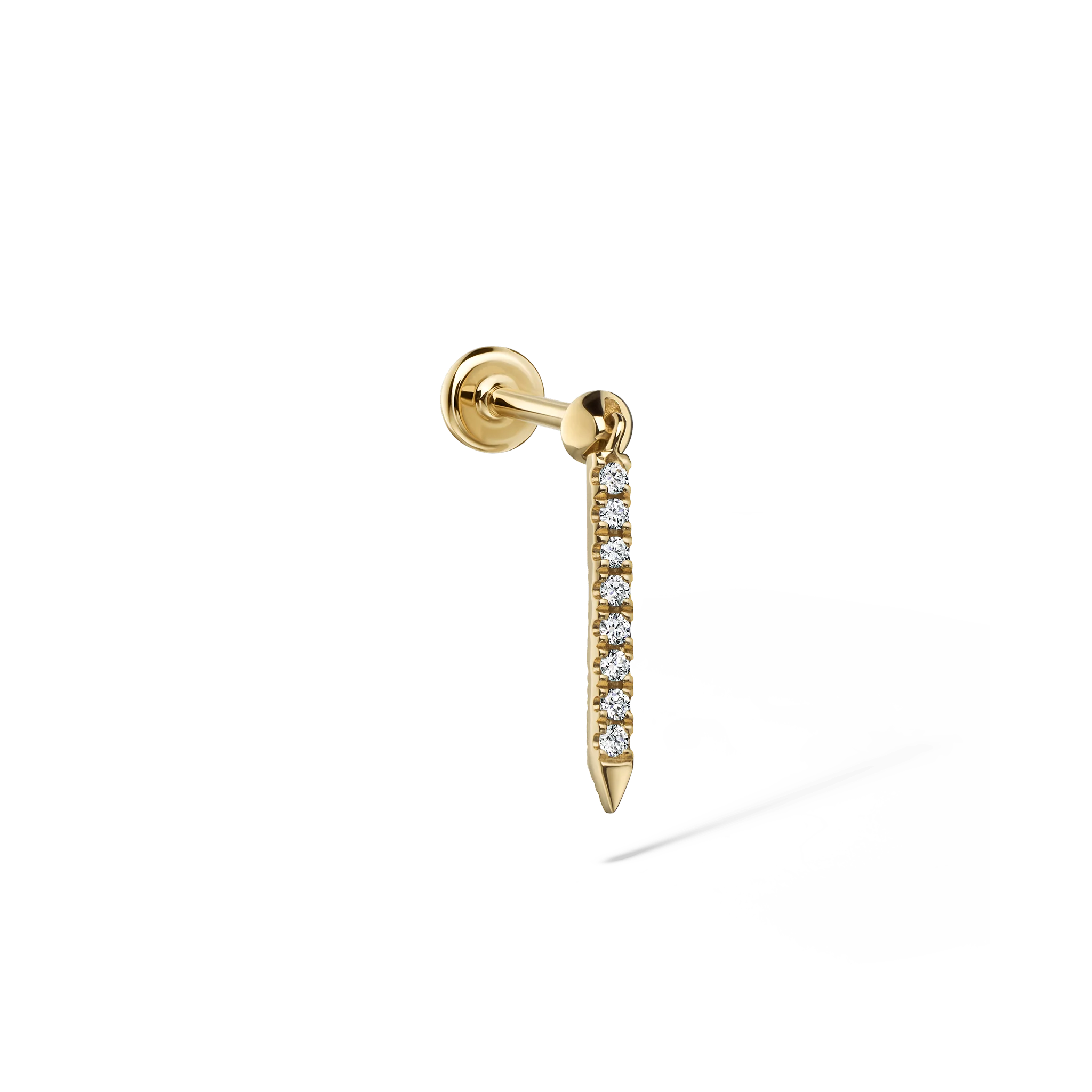 Diamond Eternity Bar Charm Threaded Stud Earring - Image 71
