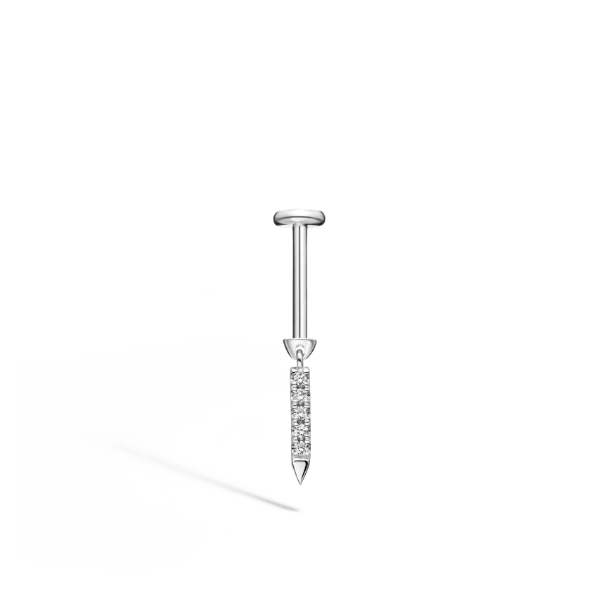 Diamond Eternity Bar Charm Threaded Stud Earring With Titanium Backing - Image 20