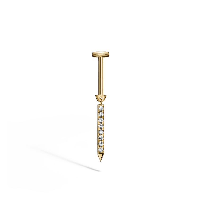 Diamond Eternity Bar Charm Threaded Stud Earring With Titanium Backing - Image 25
