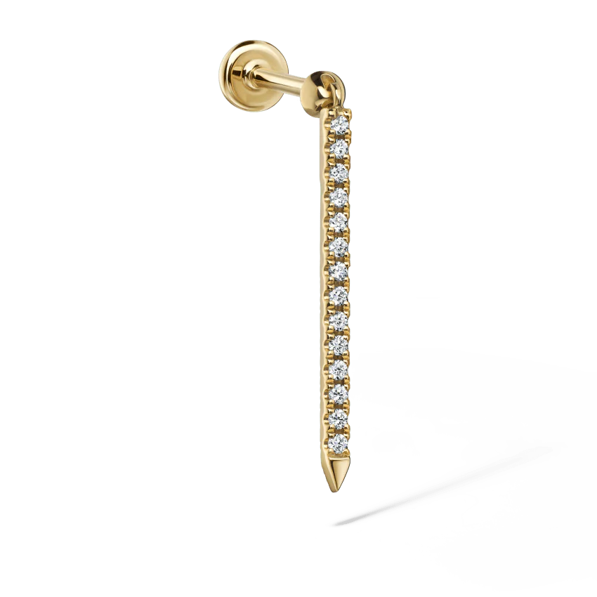 Diamond Eternity Bar Charm Threaded Stud Earring With Titanium Backing - Image 28