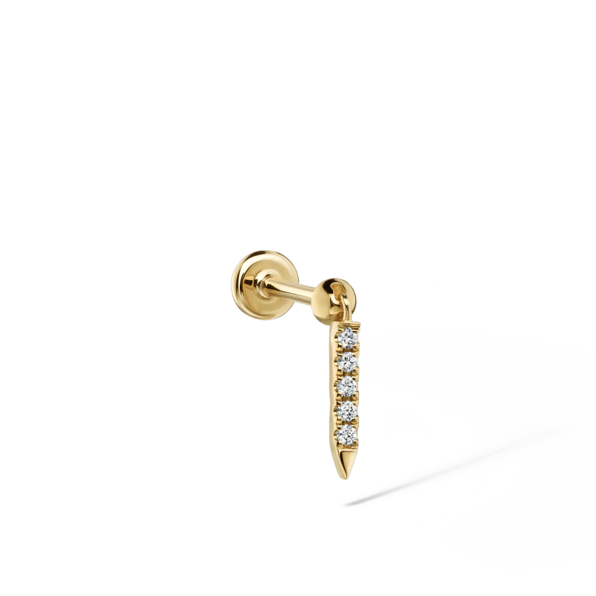 Diamond Eternity Bar Charm Threaded Stud Earring With Titanium Backing - Image 35