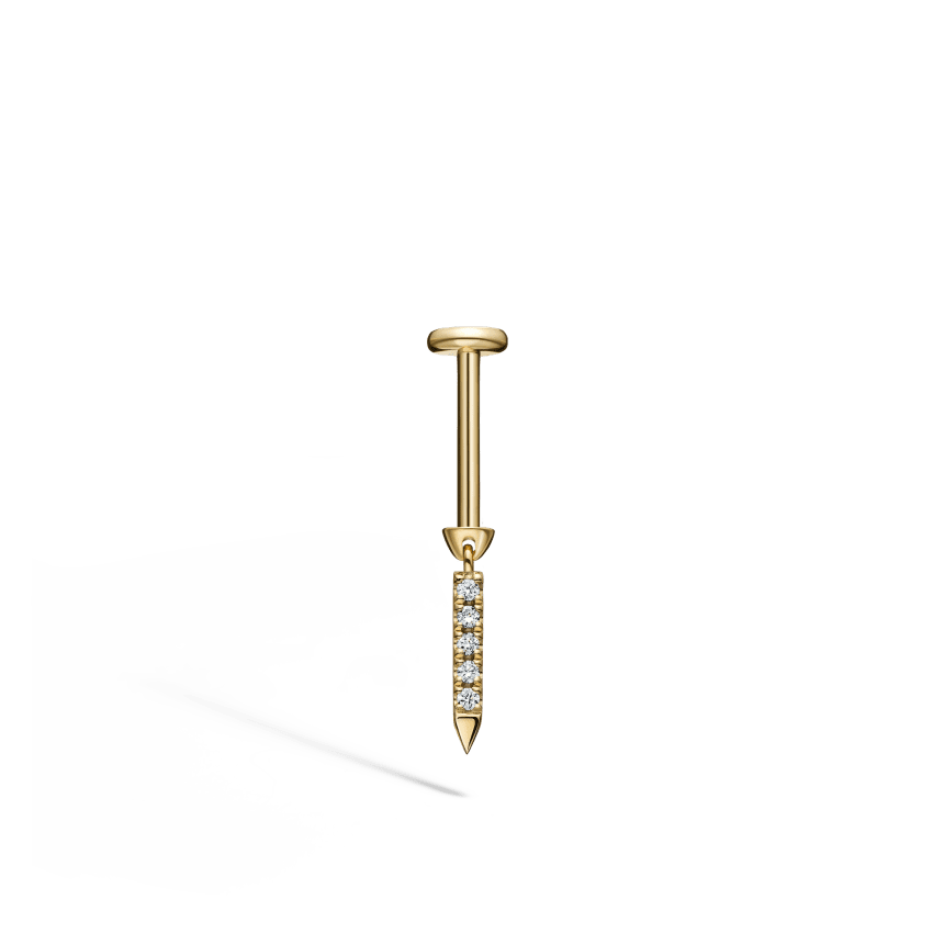 Diamond Eternity Bar Charm Threaded Stud Earring With Titanium Backing - Image 40