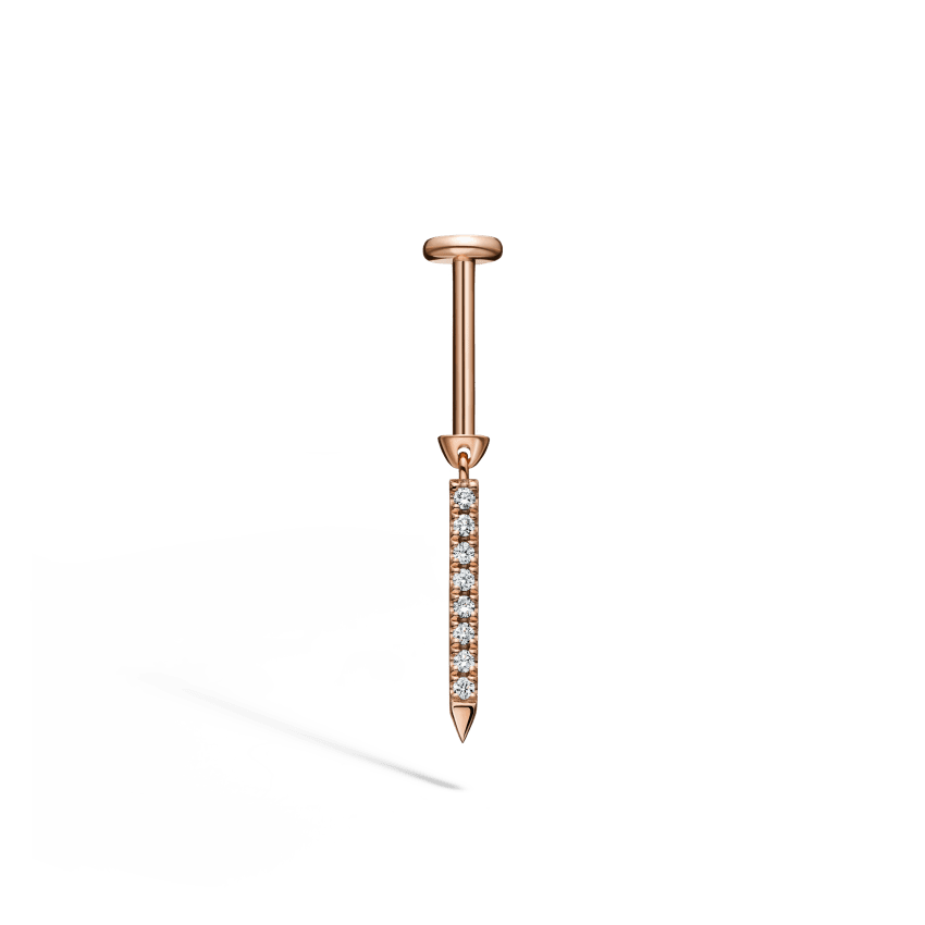 Diamond Eternity Bar Charm Threaded Stud Earring With Titanium Backing - Image 45