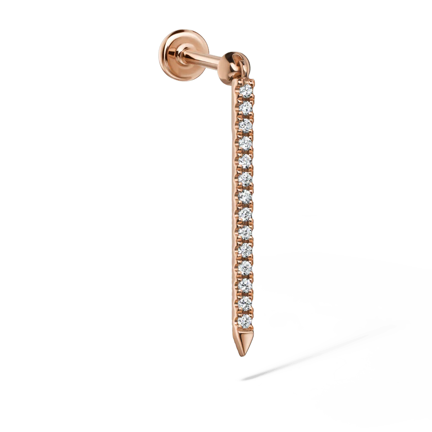 Diamond Eternity Bar Charm Threaded Stud Earring With Titanium Backing - Image 48