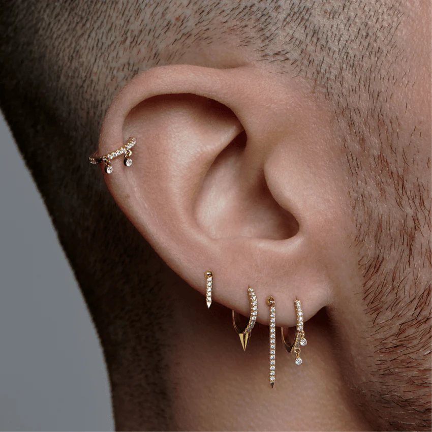 Diamond Eternity Bar Charm Threaded Stud Earring With Titanium Backing - Image 49