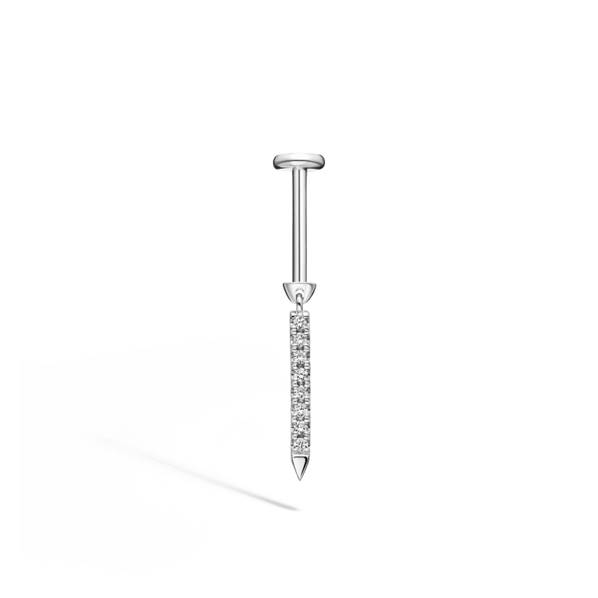 Diamond Eternity Bar Charm Threaded Stud Earring With Titanium Backing - Image 5