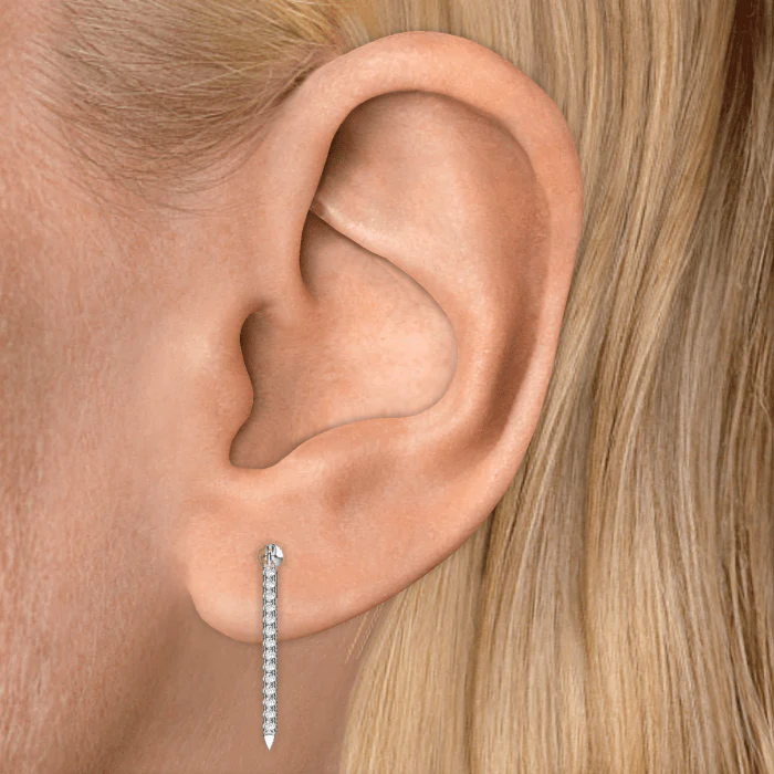 Diamond Eternity Bar Charm Threaded Stud Earring With Titanium Backing - Image 51