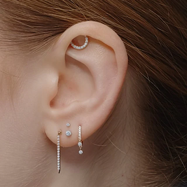 Diamond Eternity Bar Charm Threaded Stud Earring With Titanium Backing - Image 52