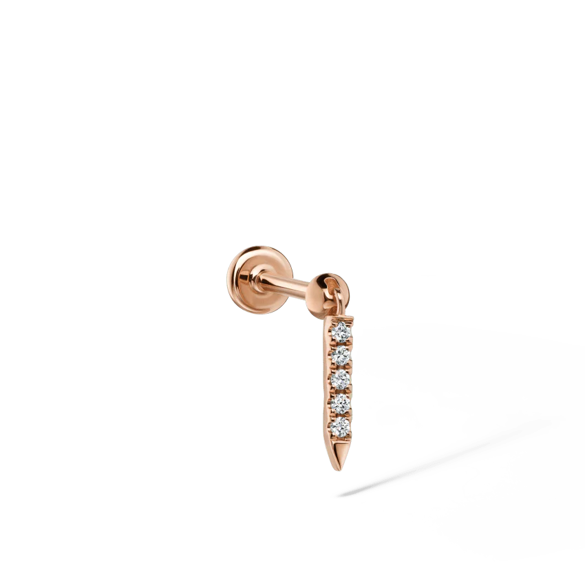 Diamond Eternity Bar Charm Threaded Stud Earring With Titanium Backing - Image 55