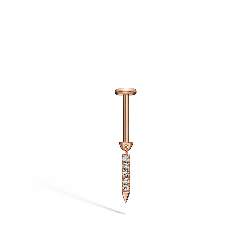 Diamond Eternity Bar Charm Threaded Stud Earring With Titanium Backing - Image 60