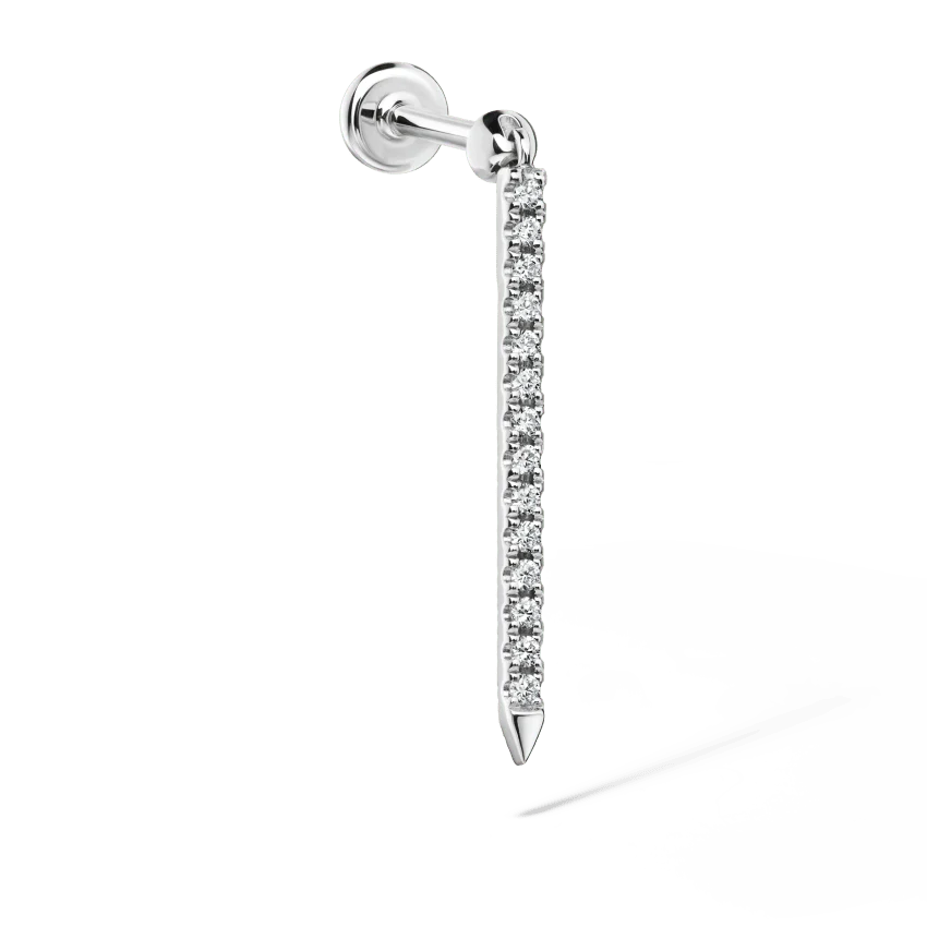 Diamond Eternity Bar Charm Threaded Stud Earring With Titanium Backing - Image 8