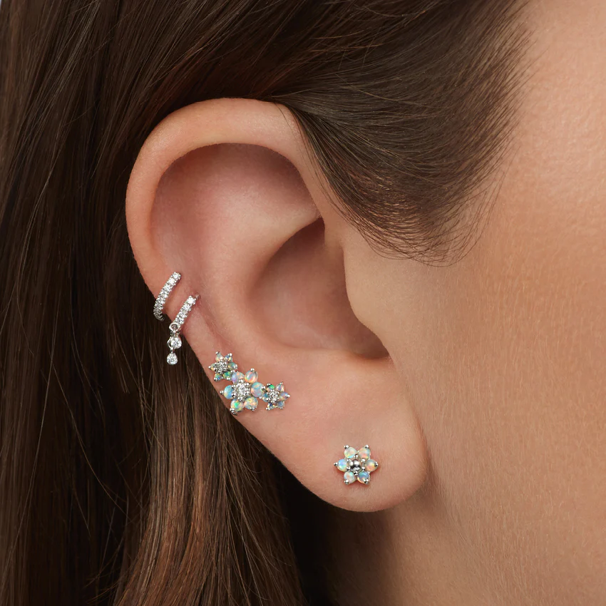 Diamond Eternity Double Dangle Hoop Earring - Image 4