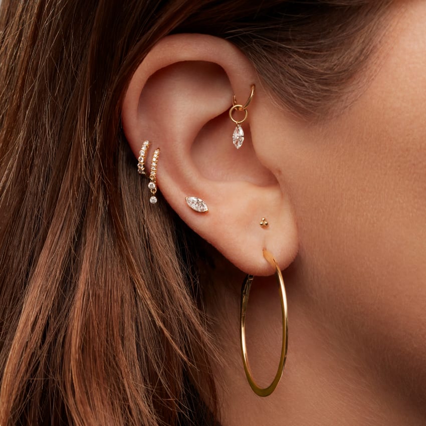 Diamond Eternity Double Dangle Hoop Earring - Image 5