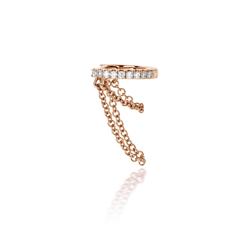 Diamond Eternity with Two Chains Hoop Earring - Image 18