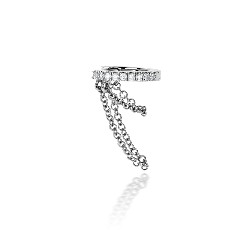 Diamond Eternity with Two Chains Hoop Earring - Image 9